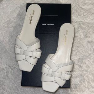 YSL TRIBUTE SANDAL - WHITE - worn 1-3 times